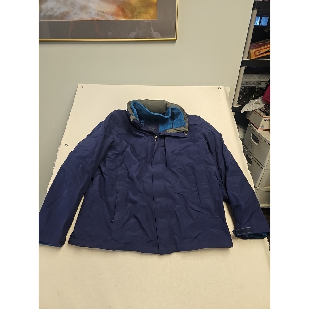 LL Bean Men's‎ Sz XXL Nylon Jacket w/ Hood Style 295912 Blue Fleece Liner